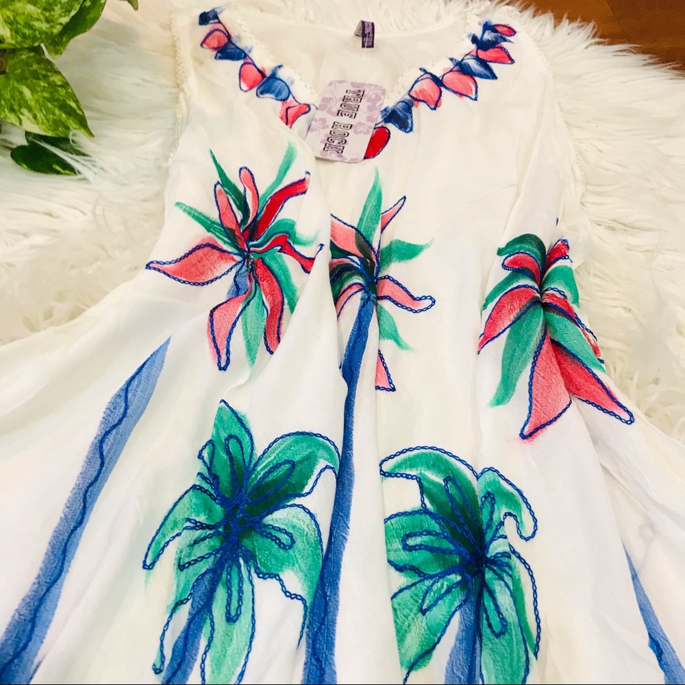 New🌿Umbrella Tie Dye Flower Boho Beach Dress - Picture 5 of 7